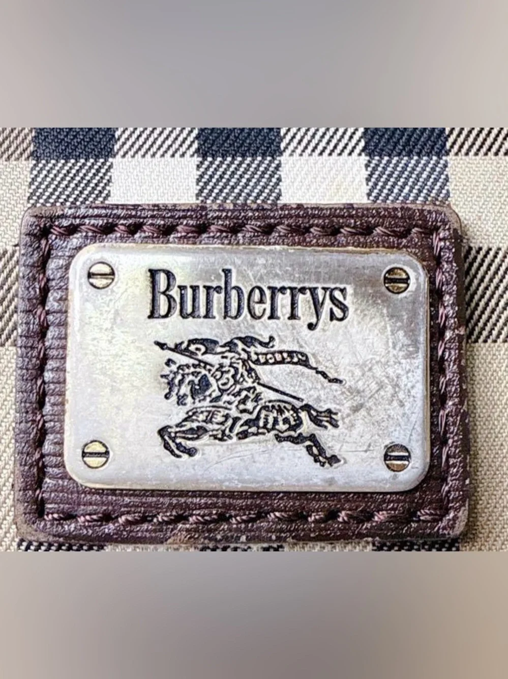 Burberry Haymarket Nova Check Top Handle Boston Travel Tote Carry All Purse Bag